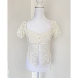 ShoSho Dreamer Girl Embroidered Blouse Ivory Sheer Lace Boho Cottage M Festival